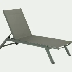 Transat Et Chaise Longue*alinea Bain de soleil en métal et toile - cèdre Vert