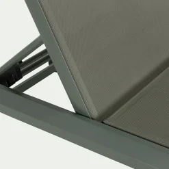 Transat Et Chaise Longue*alinea Bain de soleil en métal et toile - cèdre Vert