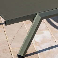 Transat Et Chaise Longue*alinea Bain de soleil en métal et toile - cèdre Vert