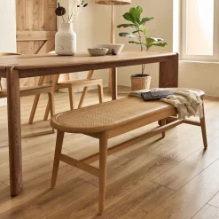 Tabouret*alinea Banc oval en acajou L150cm - Bois clair