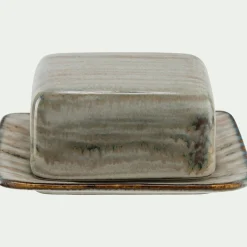 Vaisselle Petit Déjeuner*alinea Beurrier en grès réactif 9,5x12,5cm - Gris