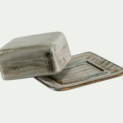 Vaisselle Petit Déjeuner*alinea Beurrier en grès réactif 9,5x12,5cm - Gris