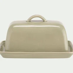 Vaisselle Petit Déjeuner*alinea Beurrier en grès 13x20cm - Vert