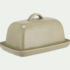 Vaisselle Petit Déjeuner*alinea Beurrier en grès 13x20cm - Vert