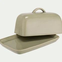 Vaisselle Petit Déjeuner*alinea Beurrier en grès 13x20cm - Vert