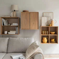 Meuble D'Entrée|Bibliothèque Et Étagère*alinea Bibliothèque 2 cases avec portes en bois L70xl36xH70cm - Bois clair