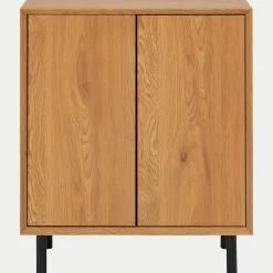 Meuble D'Entrée|Bibliothèque Et Étagère*alinea Bibliothèque 2 cases avec portes en bois L70xl36xH70cm - Bois clair