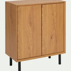 Meuble D'Entrée|Bibliothèque Et Étagère*alinea Bibliothèque 2 cases avec portes en bois L70xl36xH70cm - Bois clair