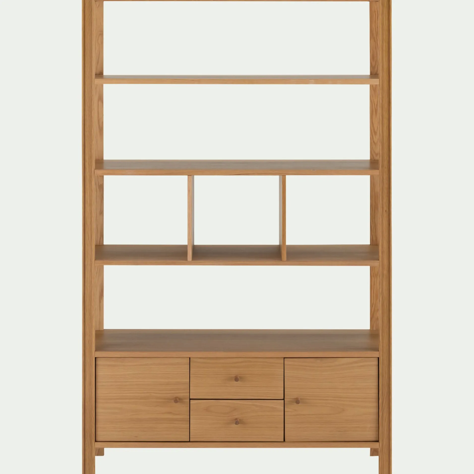 Bibliothèque Et Étagère*alinea Bibliothèque en chêne avec 2 tiroirs et 2 placards - Bois clair