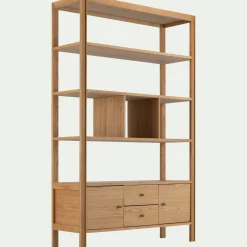 Bibliothèque Et Étagère*alinea Bibliothèque en chêne avec 2 tiroirs et 2 placards - Bois clair