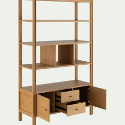 Bibliothèque Et Étagère*alinea Bibliothèque en chêne avec 2 tiroirs et 2 placards - Bois clair