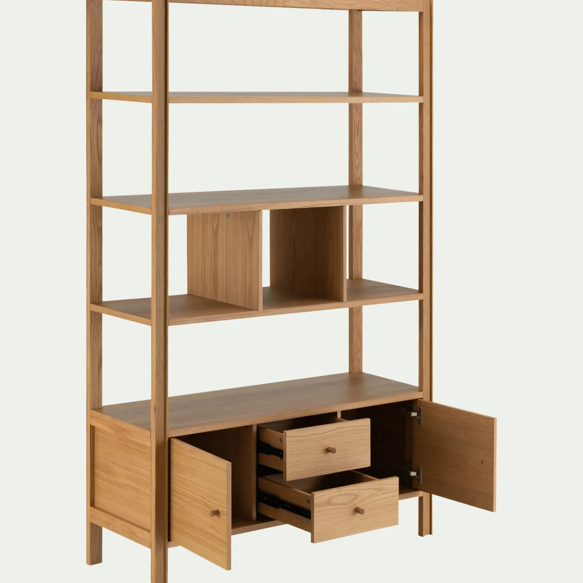 Bibliothèque Et Étagère*alinea Bibliothèque en chêne avec 2 tiroirs et 2 placards - Bois clair