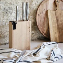 Couteau De Cuisine*alinea Bloc 4 couteaux de cuisine en inox avec support en hévéa - Naturel