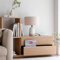 Rangement À Composer*alinea Bloc de 2 grands tiroirs en chêne strié L82cm - Bois clair