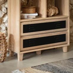 Rangement À Composer*alinea Bloc de 2 grands tiroirs en placage chêne et acier L82cm - Noir