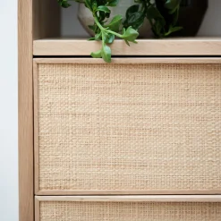 Rangement À Composer*alinea Bloc de 2 grands tiroirs en chêne et raphia L82cm - Bois clair