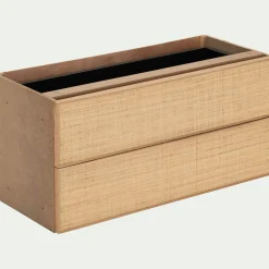 Rangement À Composer*alinea Bloc de 2 grands tiroirs en chêne et raphia L82cm - Bois clair