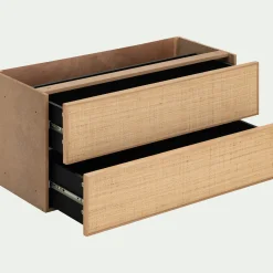 Rangement À Composer*alinea Bloc de 2 grands tiroirs en chêne et raphia L82cm - Bois clair