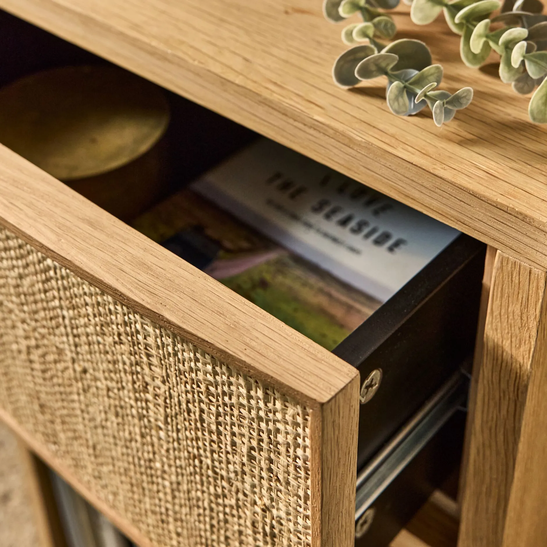 Rangement À Composer*alinea Bloc de 1 tiroir en chêne et raphia L40cm - Bois clair