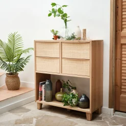 Rangement À Composer*alinea Bloc de 2 tiroirs en chêne et raphia L40cm - Bois clair
