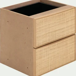 Rangement À Composer*alinea Bloc de 2 tiroirs en chêne et raphia L40cm - Bois clair