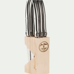 Couvert De Table*alinea Bloc en bois de 6 couteaux à steak en acier - métallisé Gris