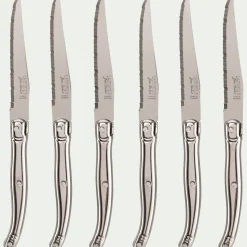 Couvert De Table*alinea Bloc en bois de 6 couteaux à steak en acier - métallisé Gris