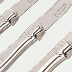 Couvert De Table*alinea Bloc en bois de 6 couteaux à steak en acier - métallisé Gris