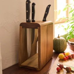 Aménagement Meuble Cuisine|Couteau De Cuisine*alinea Bloc rangement de couteaux en acacia - Bois foncé