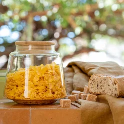 Bocal De Cuisine*alinea Bocal conique en verre avec couvercle en bambou 1L - Transparent