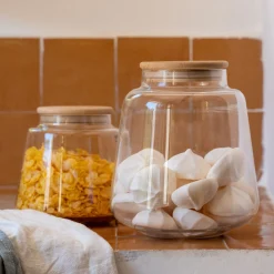 Bocal De Cuisine*alinea Bocal conique en verre avec couvercle en bambou 2,2L - Transparent