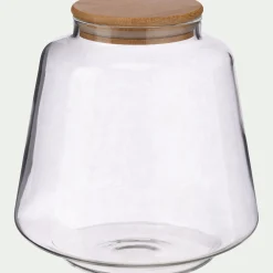 Bocal De Cuisine*alinea Bocal conique en verre avec couvercle en bambou 2,2L - Transparent