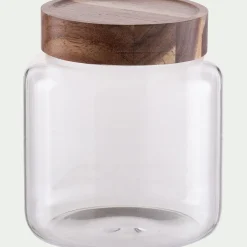 Bocal De Cuisine*alinea Bocal de conservation en verre avec couvercle en acacia 1,25L - Transparent
