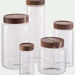 Bocal De Cuisine*alinea Bocal de conservation en verre avec couvercle en acacia 1,25L - Transparent
