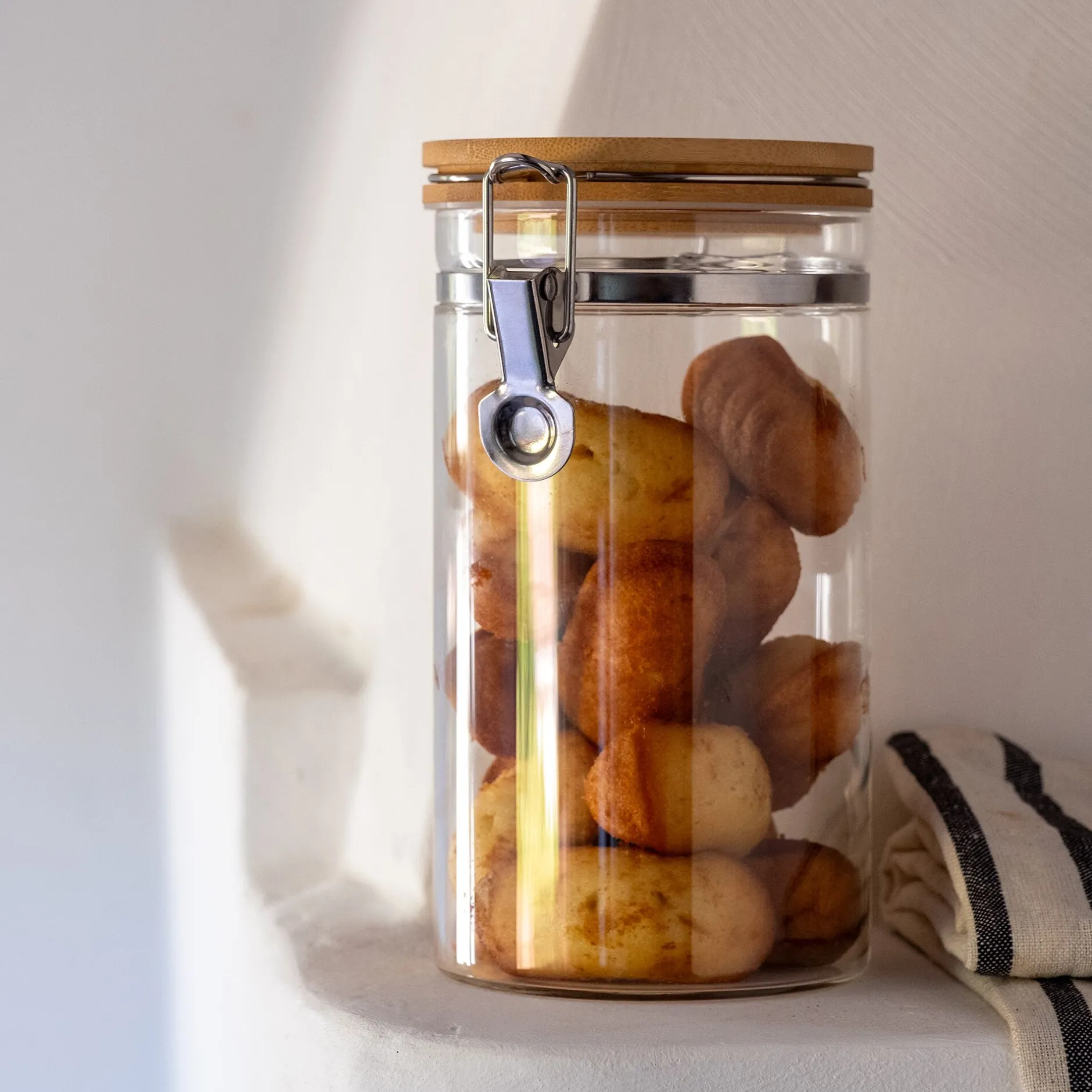 Bocal De Cuisine*alinea Bocal en verre avec couvercle en bambou 1L - Transparent