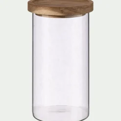Bocal De Cuisine*alinea Bocal en verre avec couvercle en acacia 1L - Transparent