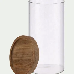 Bocal De Cuisine*alinea Bocal en verre avec couvercle en acacia 1L - Transparent