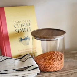 Bocal De Cuisine*alinea Bocal en verre avec couvercle en acacia 1,8L - Transparent