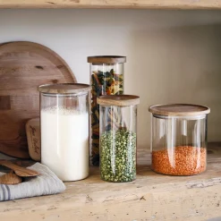 Bocal De Cuisine*alinea Bocal en verre avec couvercle en acacia 2L - transparent