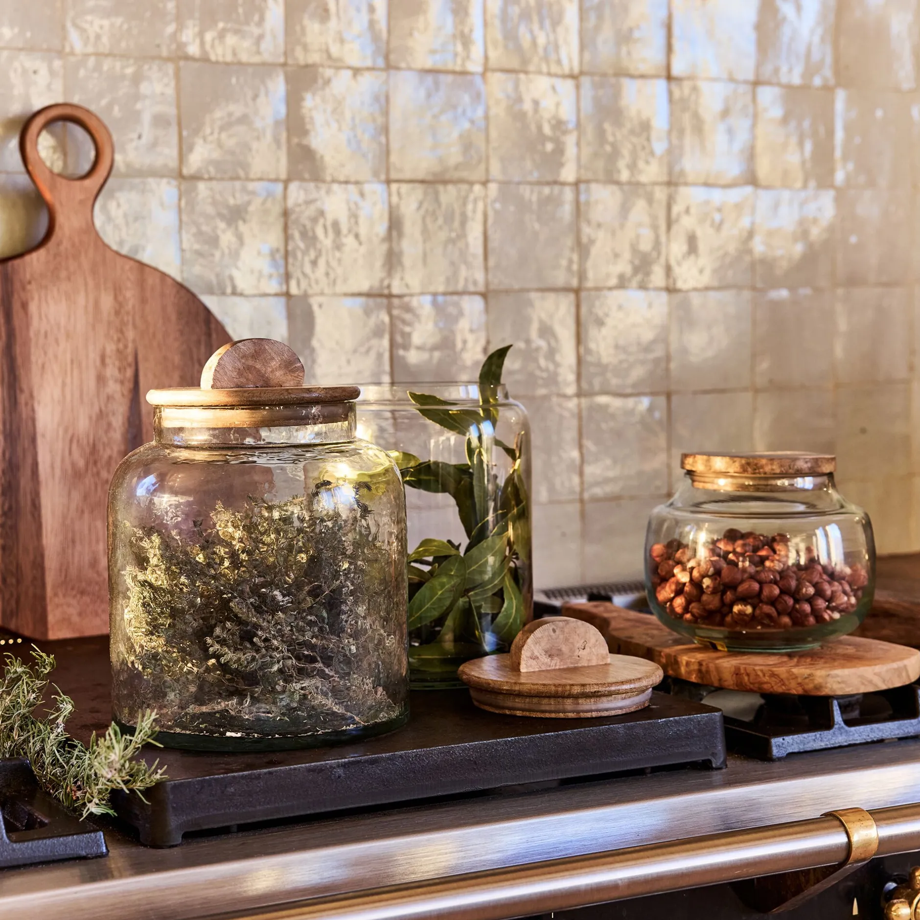 Bocal De Cuisine*alinea Bocal en verre avec couvercle en manguier 1,25L - Transparent