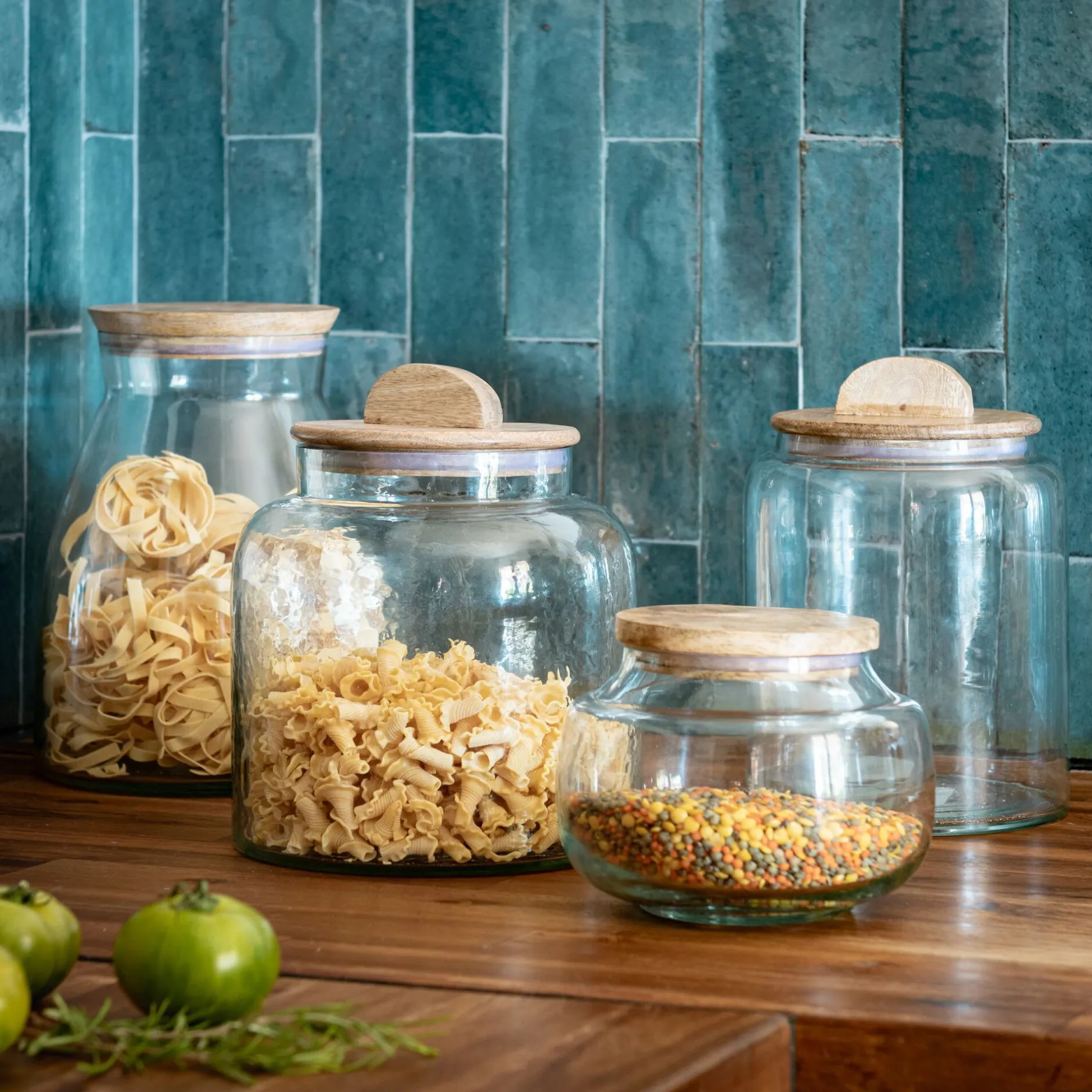 Bocal De Cuisine*alinea Bocal en verre avec couvercle en manguier 1,25L - Transparent