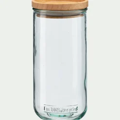 Bocal De Cuisine*alinea Bocal en verre recyclé avec couvercle en bois 82cl - Transparent