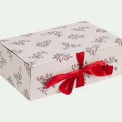 Objet Décoratif De Noël*alinea Boite cadeau motif fragon 30X20X10cm - Blanc