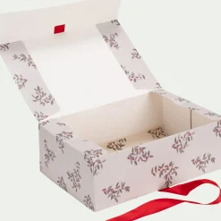 Objet Décoratif De Noël*alinea Boite cadeau motif fragon 30X20X10cm - Blanc