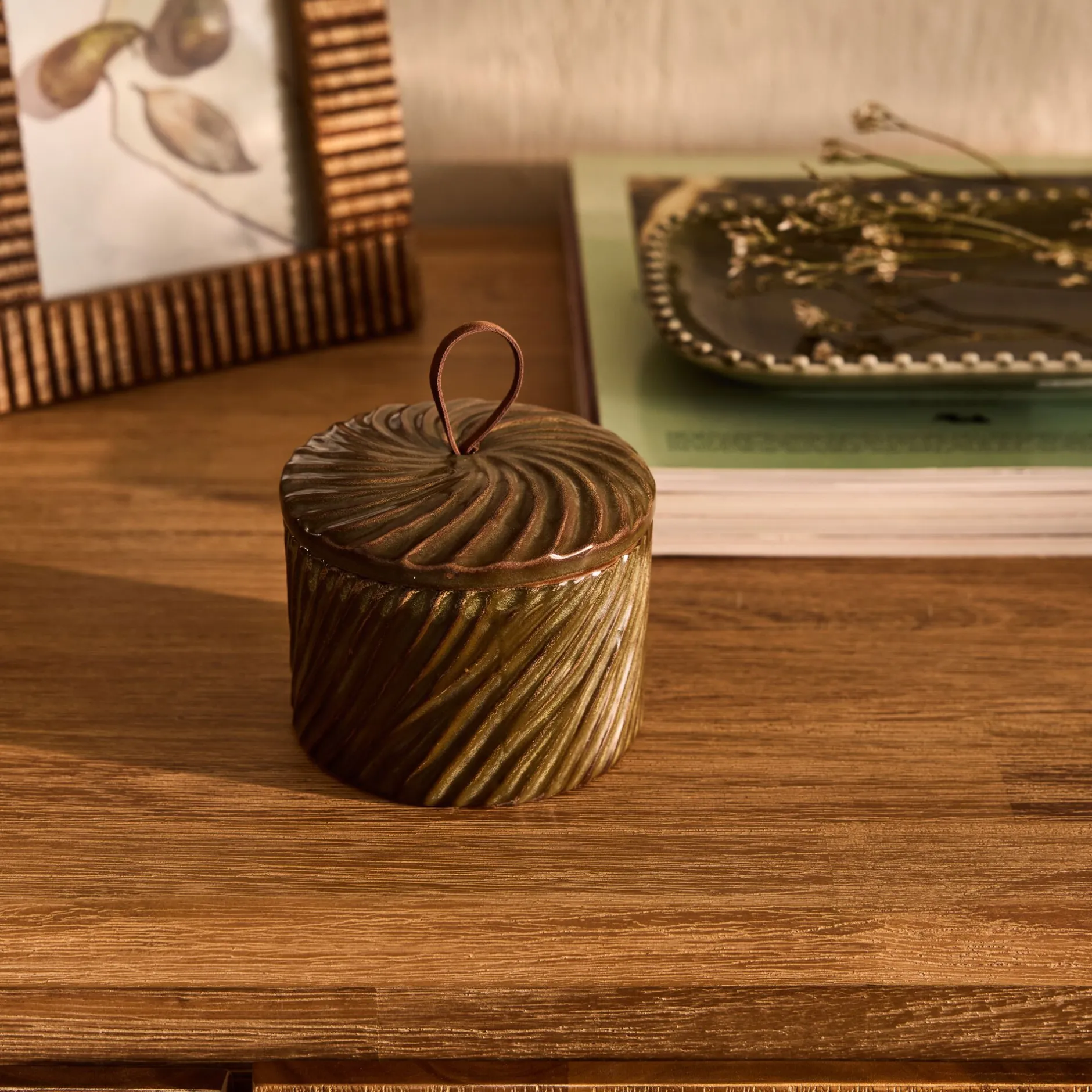 Décoration À Poser*alinea Boite déco en céramique D9,1xH7,5cm - Marron