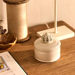 Décoration À Poser*alinea Boite déco en grès D10xH9,8cm - Blanc