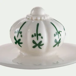 Décoration À Poser*alinea Boite déco en grès D10xH9,8cm - Blanc