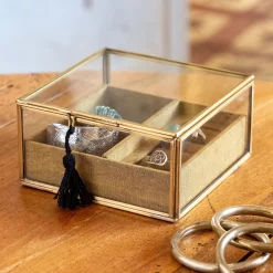 Boîte De Rangement|Décoration À Poser*alinea Boite en laiton et en verre 15,5x15,5x8cm - Doré