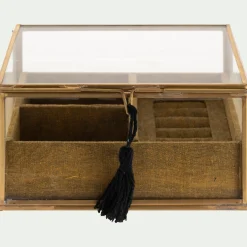 Boîte De Rangement|Décoration À Poser*alinea Boite en laiton et en verre 15,5x15,5x8cm - Doré