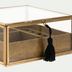 Boîte De Rangement|Décoration À Poser*alinea Boite en laiton et en verre 15,5x15,5x8cm - Doré